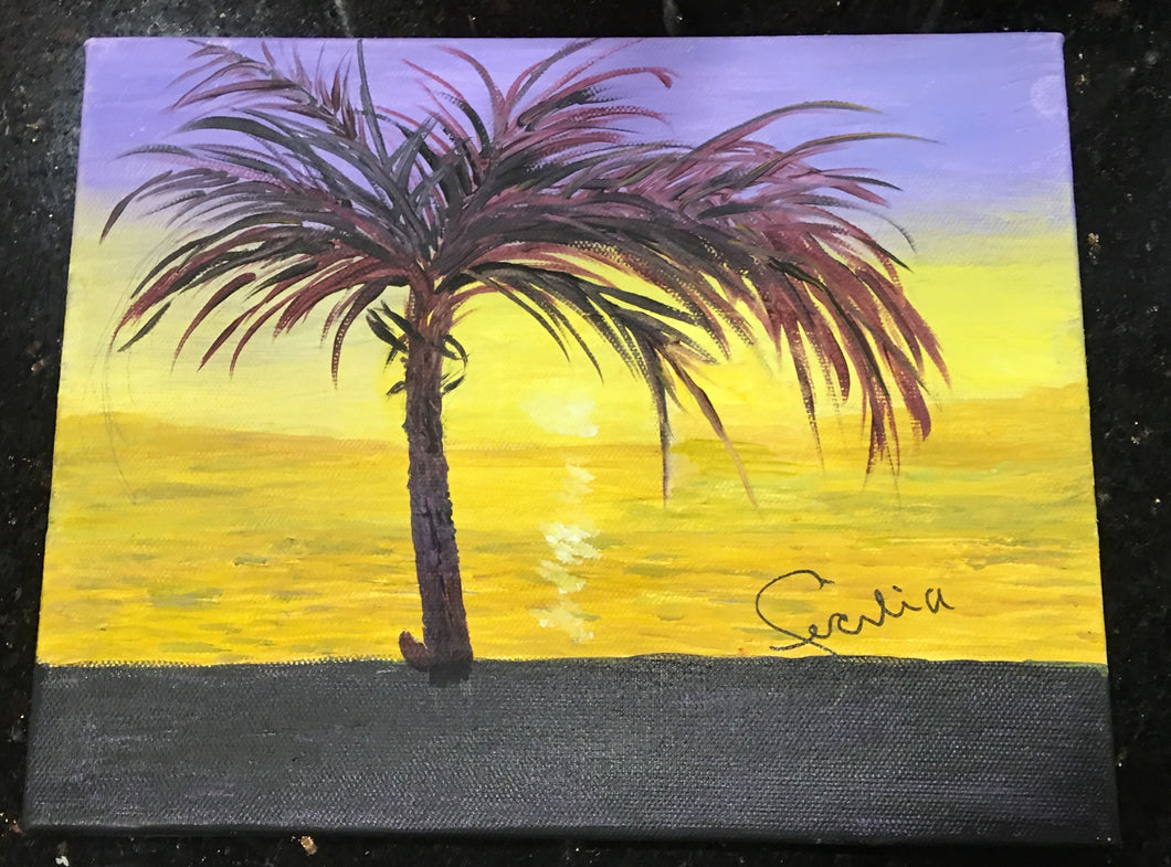 Canvas Majestic Barbados Palm Tree Original/12 x16  on Canvas