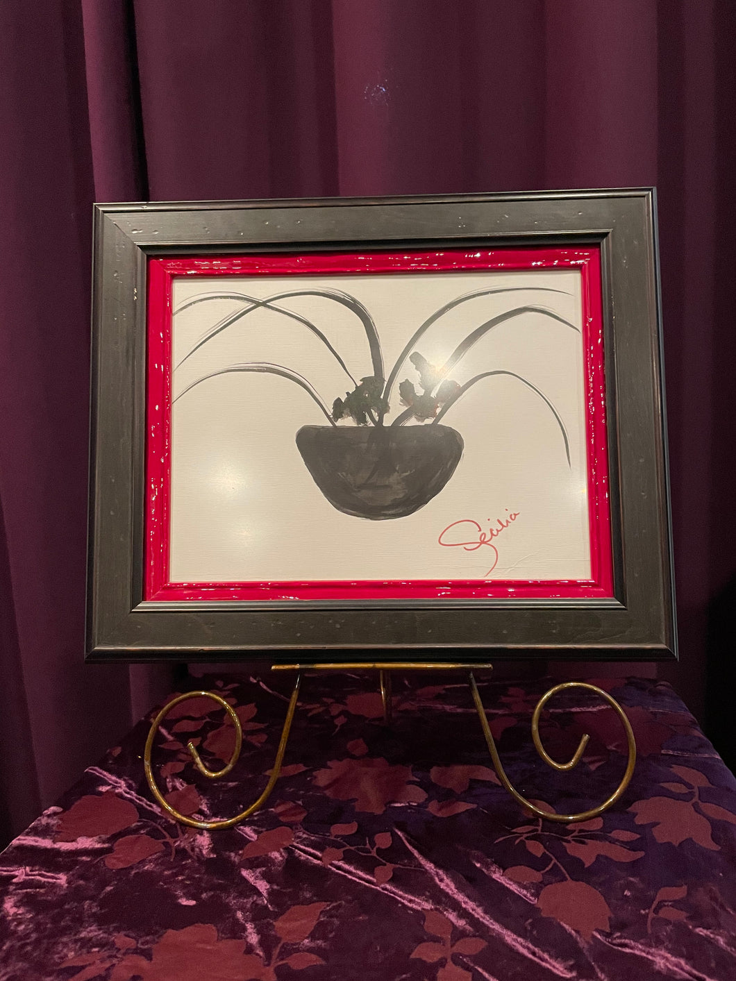 Orient Red in Black Vessel Framed C201