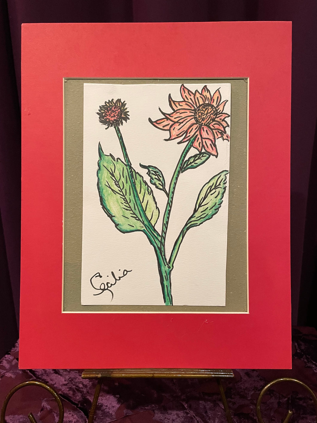 Red Framed Flower in Pink C221